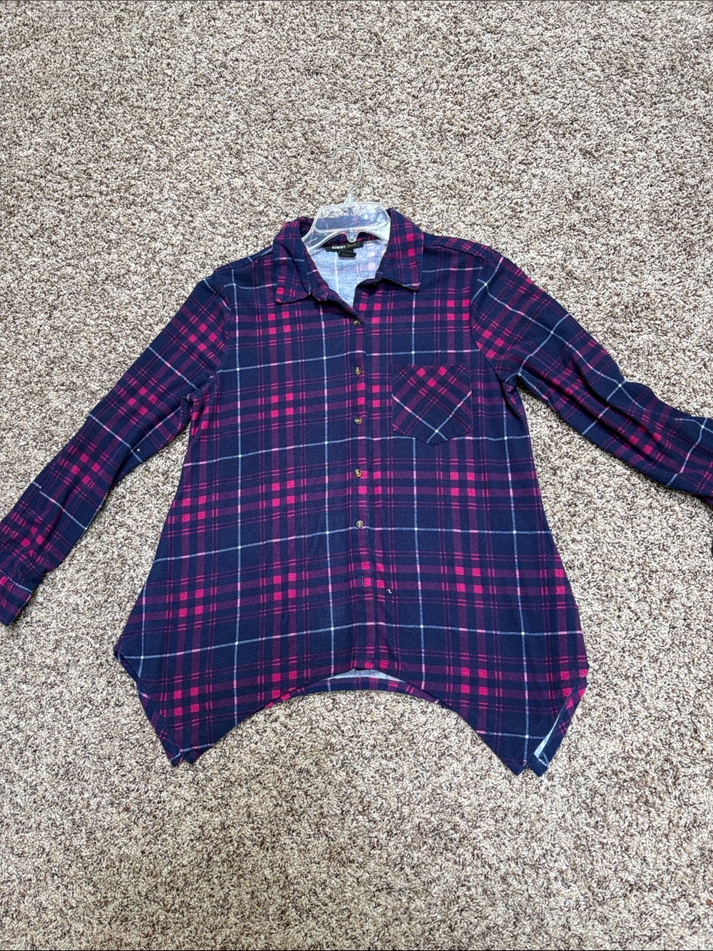 Robert Louis Navy and Pink Plaid Button-Down Shirt